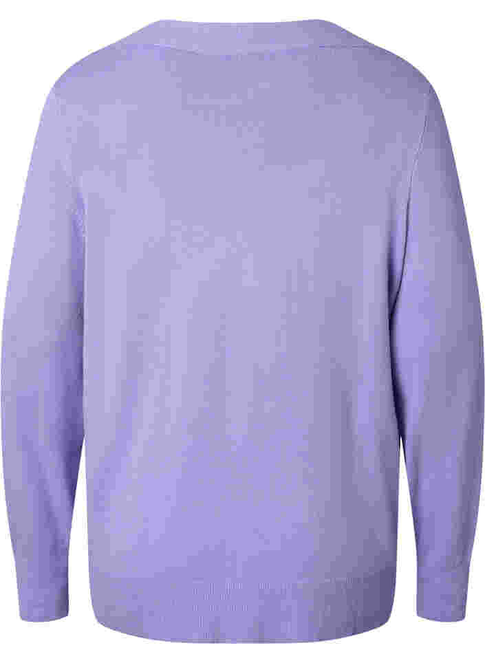 Viskose-Strickbluse mit V-Ausschnitt, Lavender, Packshot image number 1