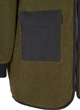 Winterjacke aus Teddy mit hohem Kragen und Taschen, Forest Night w Black, Packshot image number 3