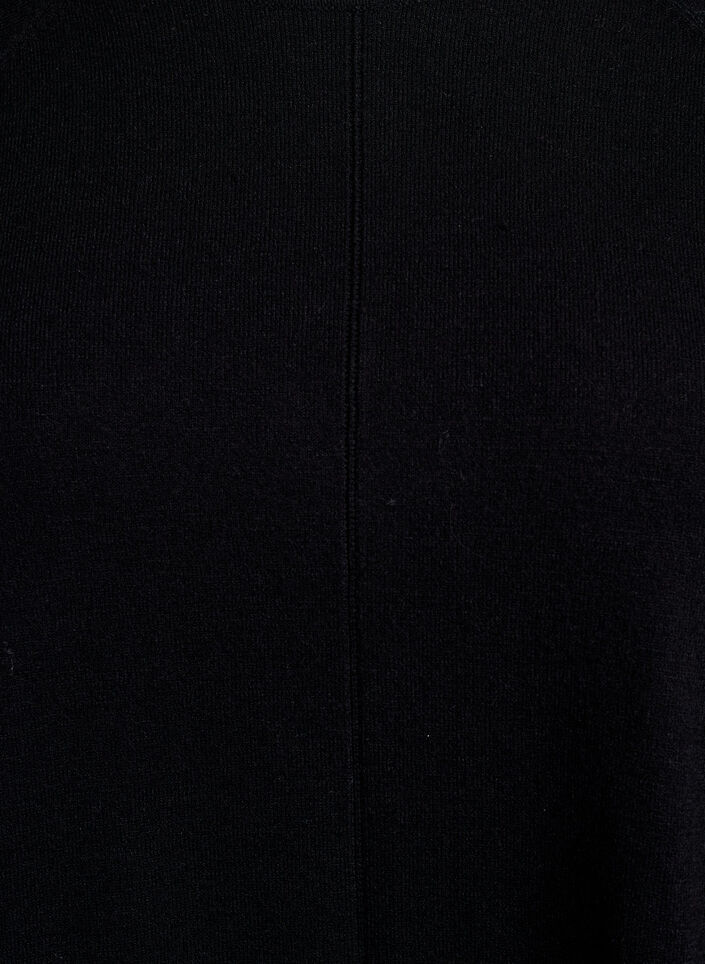 Strickbluse mit Rundhalsausschnitt und Strickmuster, Schwarz, Packshot image number 2