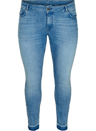 Slim Fit Emily Jeans mit normaler Taillenhöhe , Blue denim, Packshot image number 0