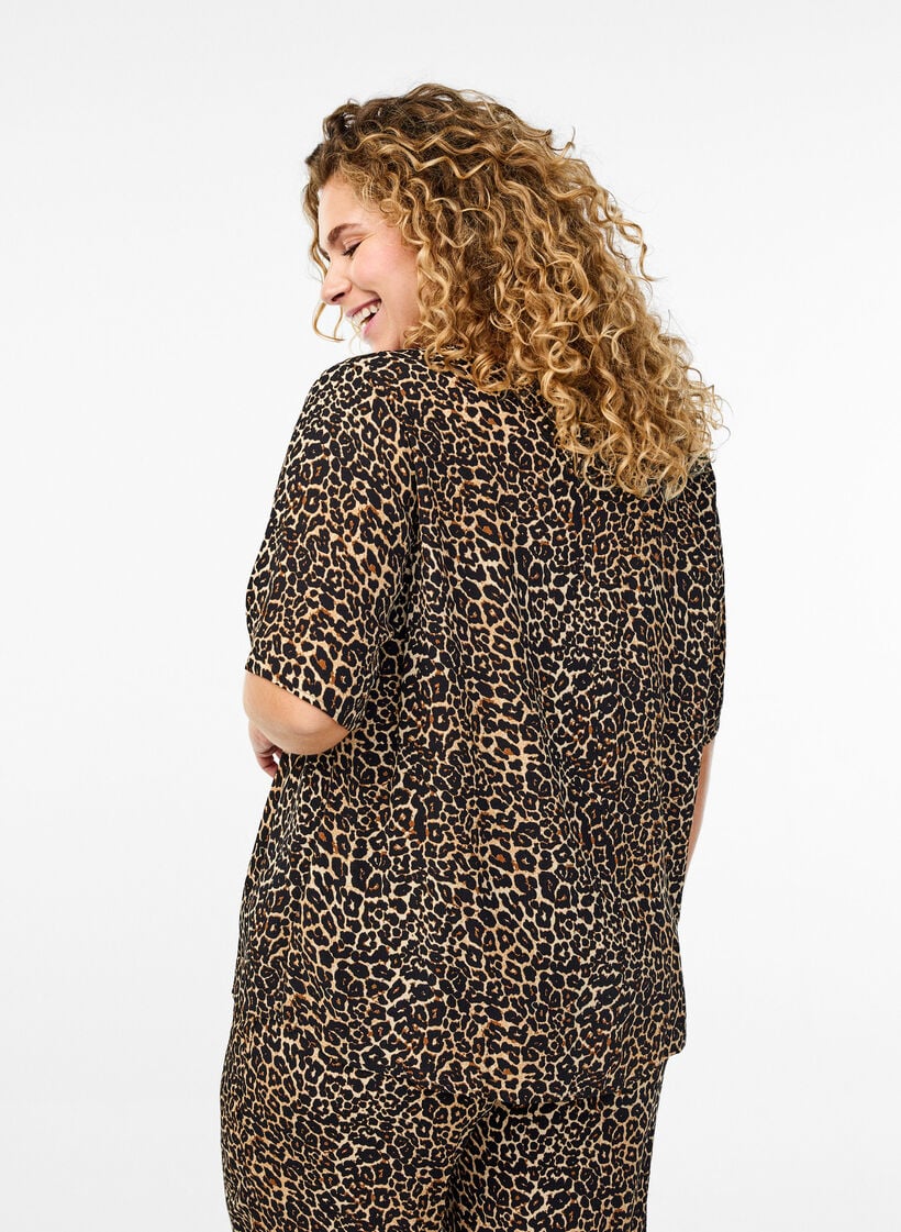 Bluse mit Druck, Braun, Model image number 2