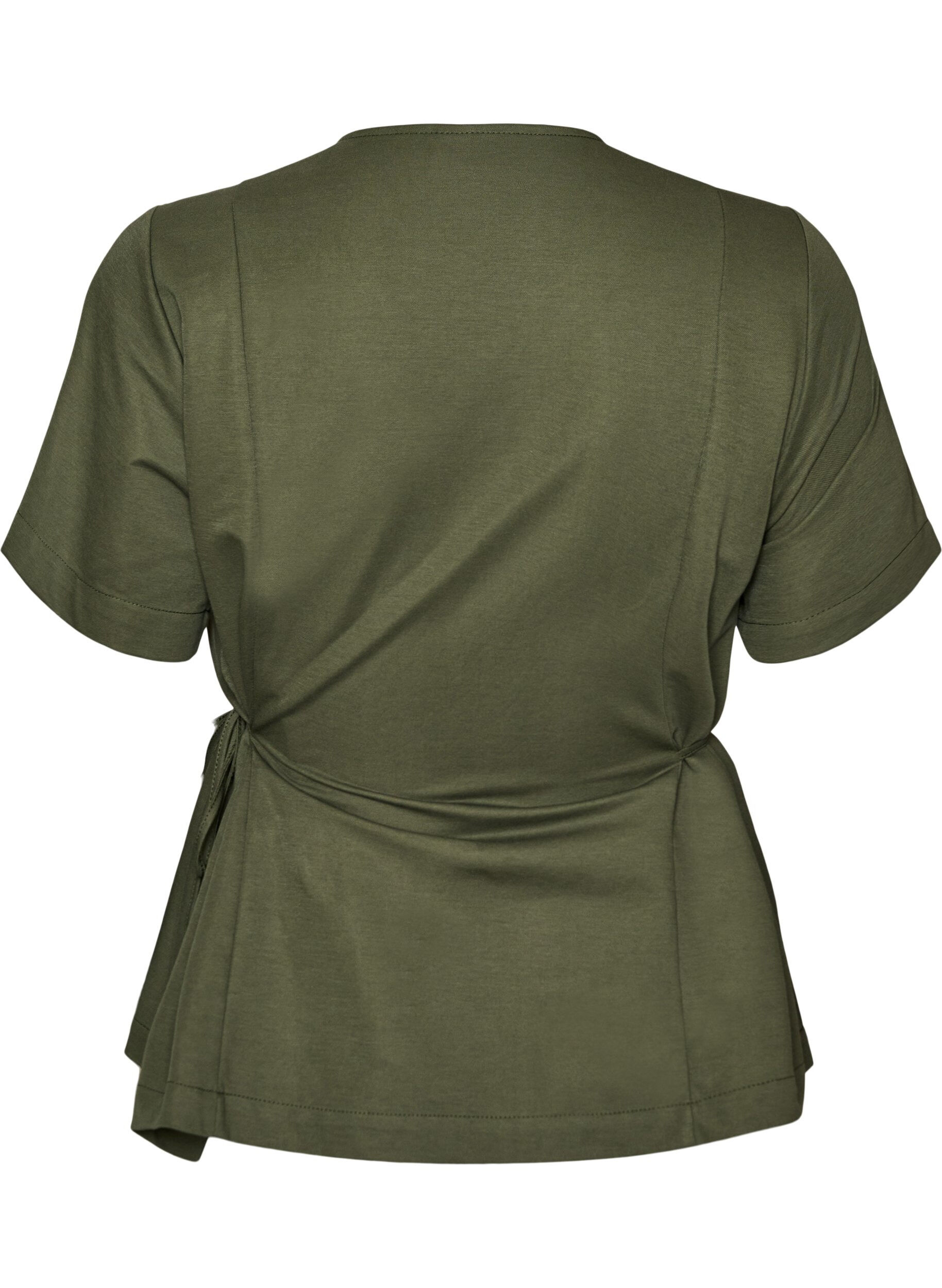 ZizziBluse aus einer Baumwollmischung mit V-Ausschnitt und Bindeband, Gr&uuml;n, Packshot image number 1