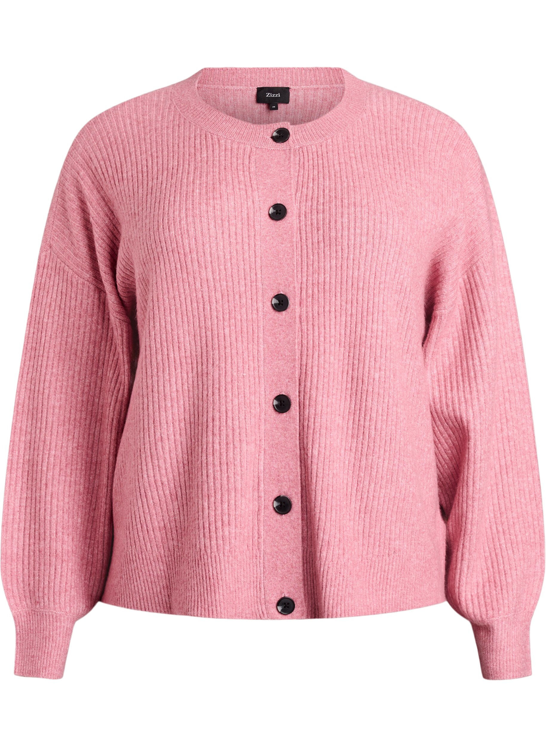ZizziRippenstrick Strickjacke mit Kn&ouml;pfen, Rot, Packshot image number 0