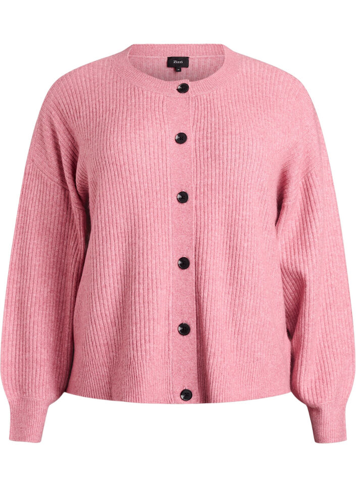 Rippenstrick Strickjacke mit Kn&ouml;pfen, Rot, Packshot image number 0