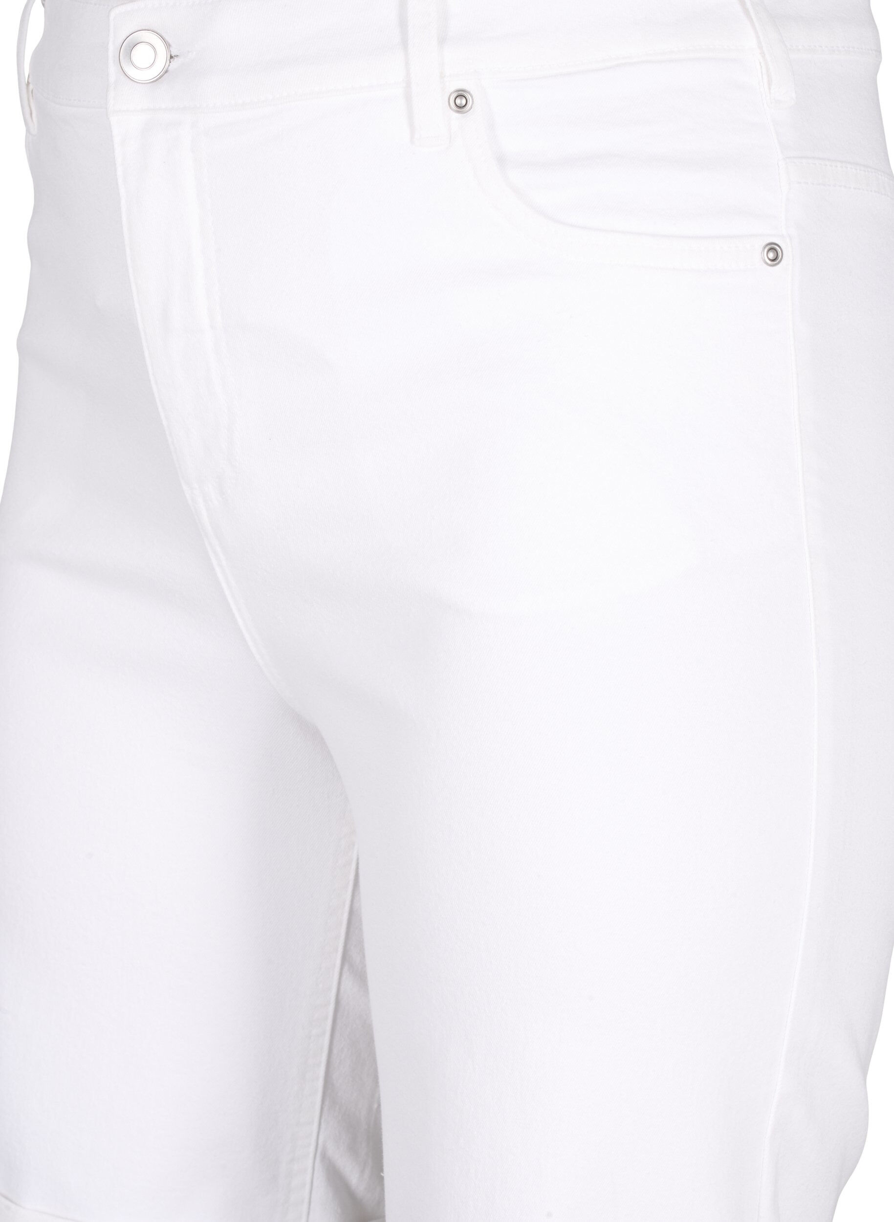 ZizziEng anliegende Denim-Shorts mit hoher Taille, Bright White, Packshot image number 2