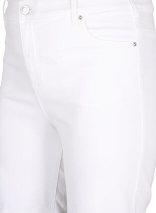 Eng anliegende Denim-Shorts mit hoher Taille, Bright White, Packshot image number 2