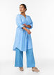 Lange Bluse aus Leinen und Viskose, Blau, Model image number 1