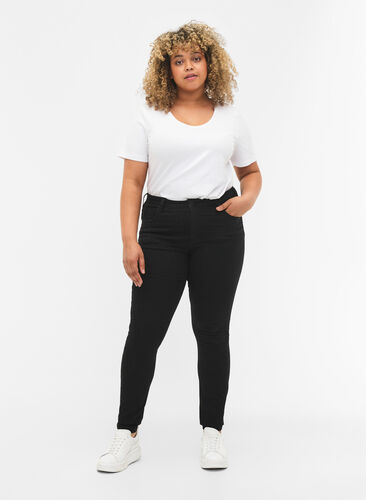 Hochtaillierte Super Slim Amy Jeans, Black, Model image number 0
