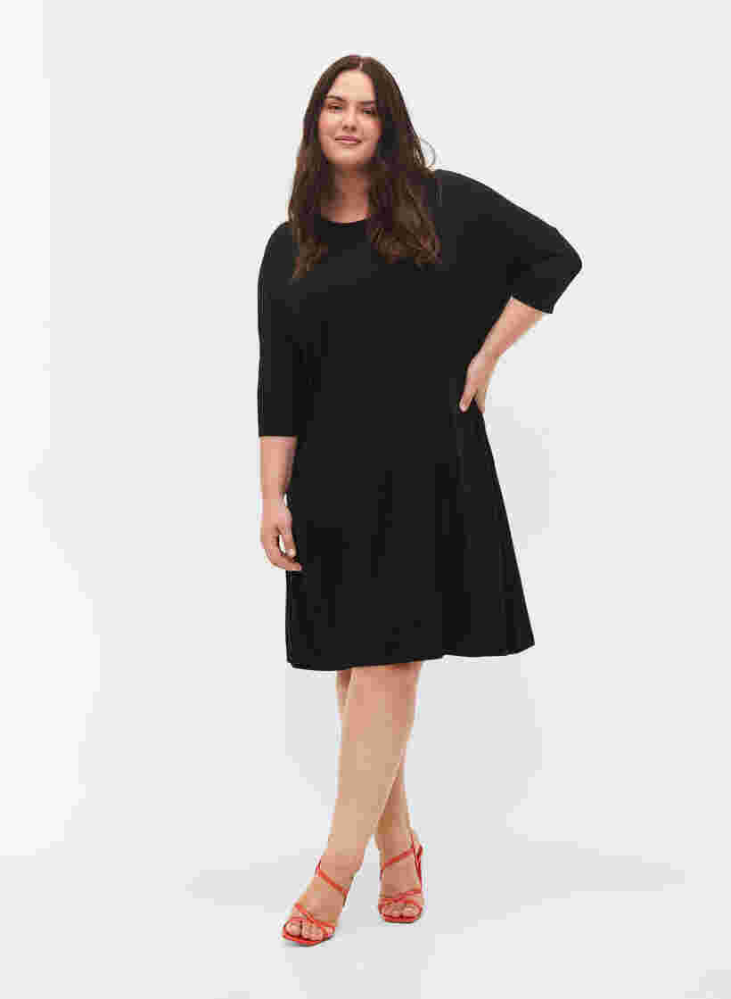 Jerseykleid aus Viskose mit 3/4 Ärmeln, Black, Model image number 2