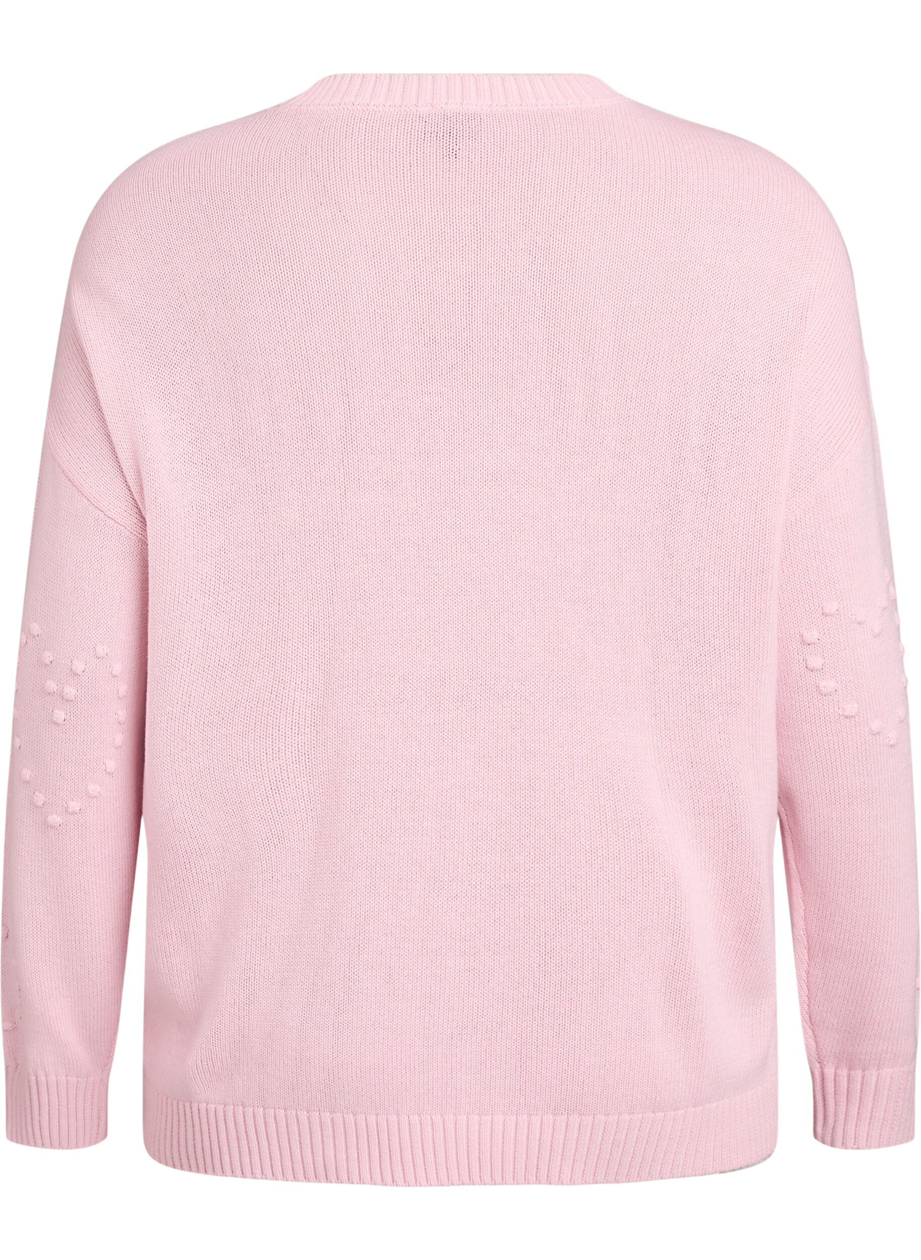 ZizziLockere Strickbluse mit Herzmuster, Pink, Packshot image number 1