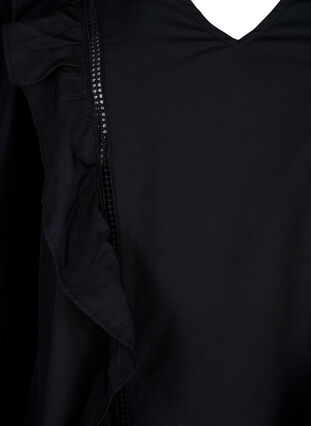 Bluse mit Ruffles und Lace Trim, Black, Packshot image number 2