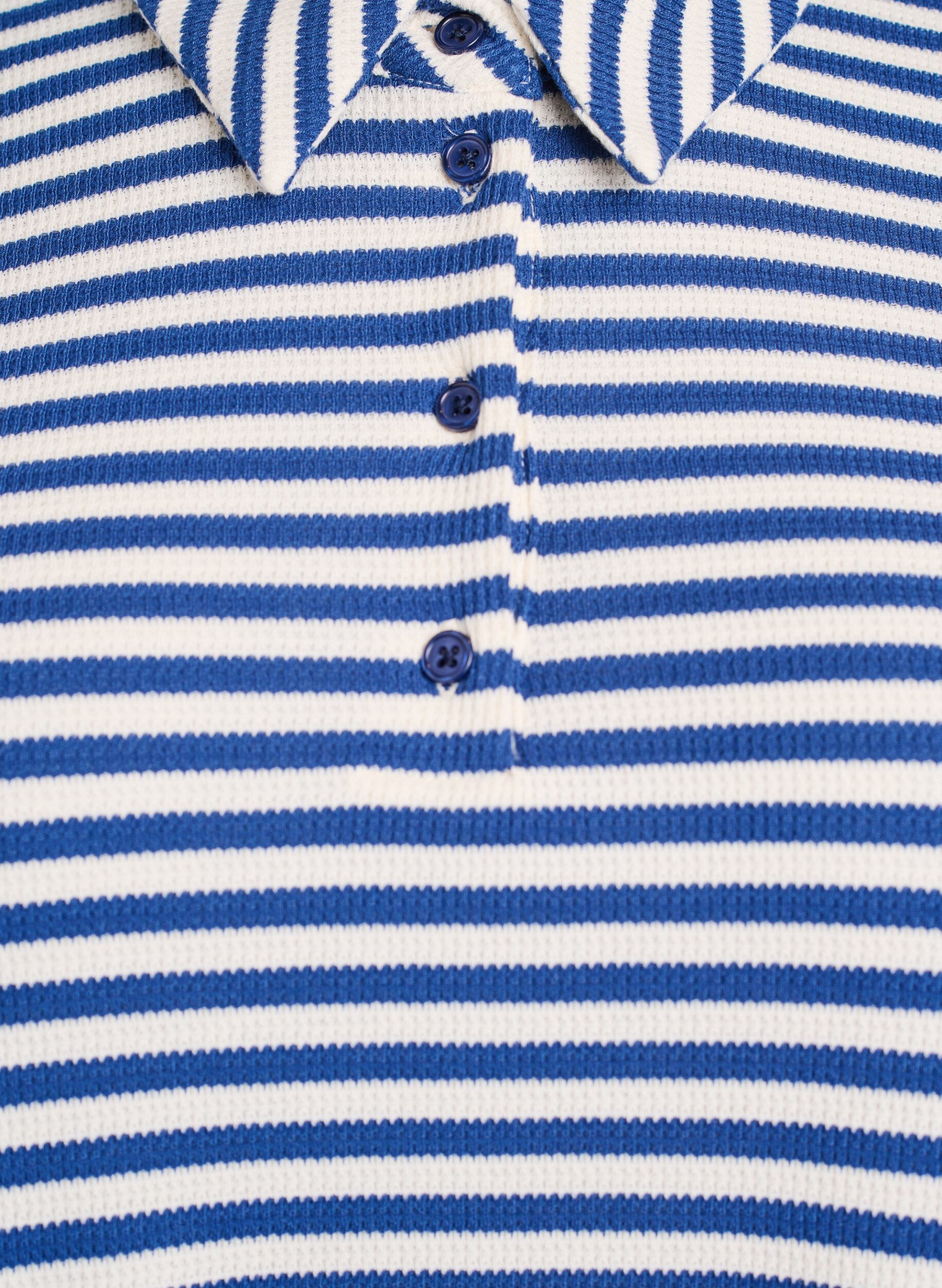 ZizziKurz&auml;rmeliges Poloshirt mit Streifen, Blau, Packshot image number 2