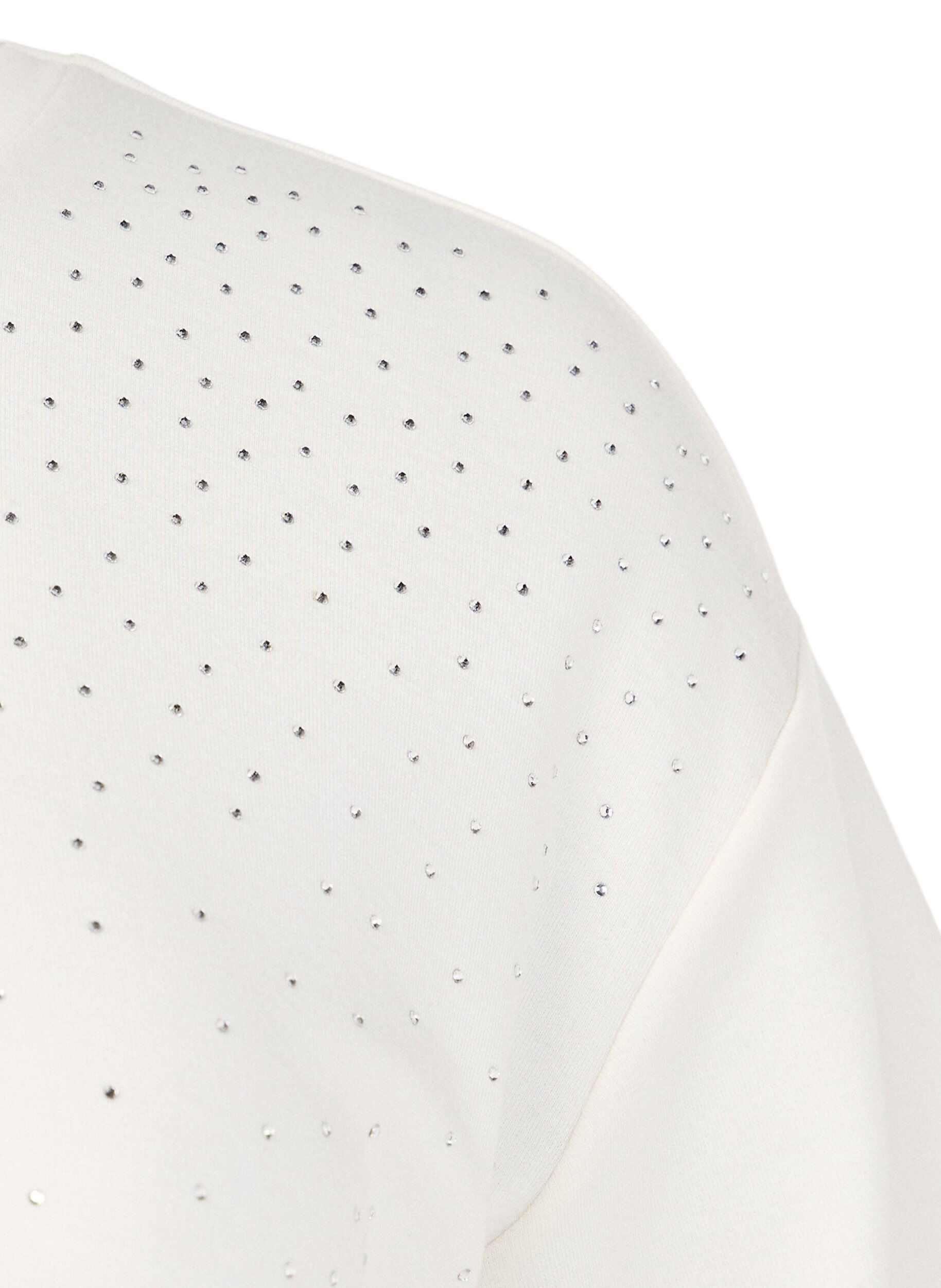 ZizziT-Shirt mit Strasssteinen und Rundhalsausschnitt, Wei&szlig;, Packshot image number 2