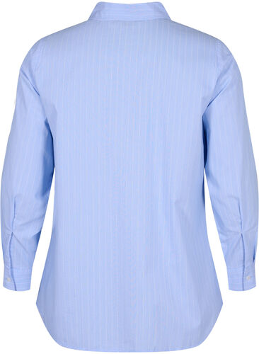 Gestreiftes Hemd aus Baumwollmischung, Blue w. White Stripe, Packshot image number 1