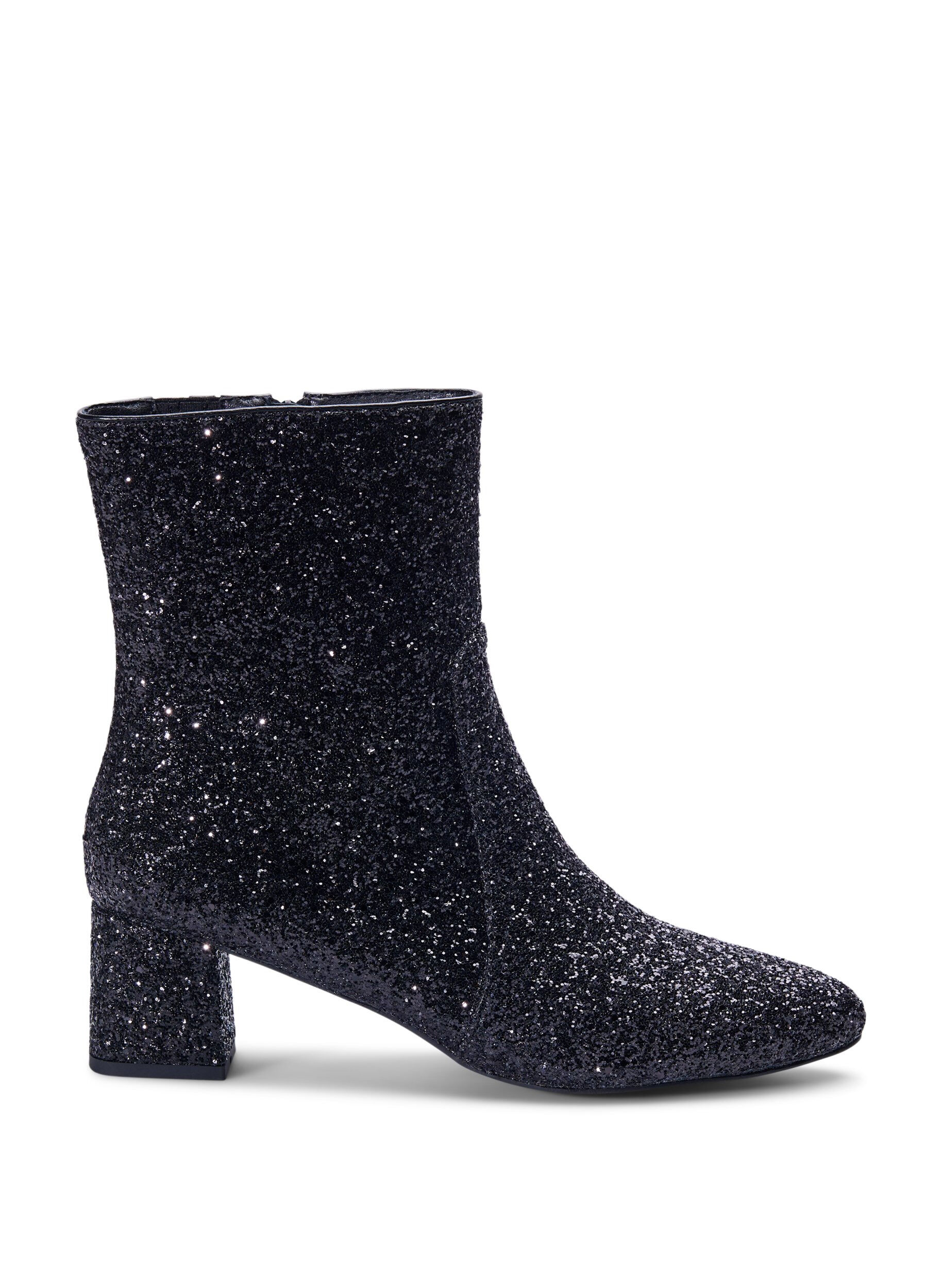 ZizziExtra-Weite &ndash; Glitzer-Stiefelette, Black, Packshot image number 0