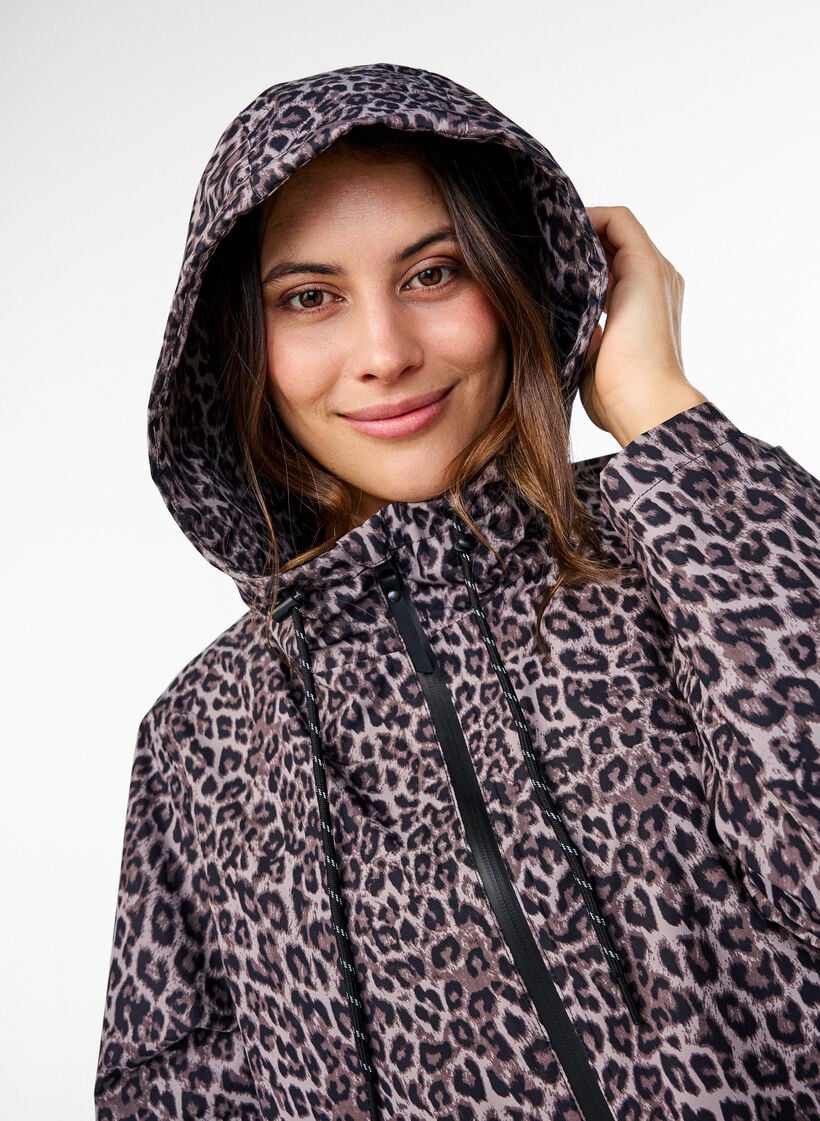 Regenmantel mit Taschen und Kapuze, Braun, Model image number 3