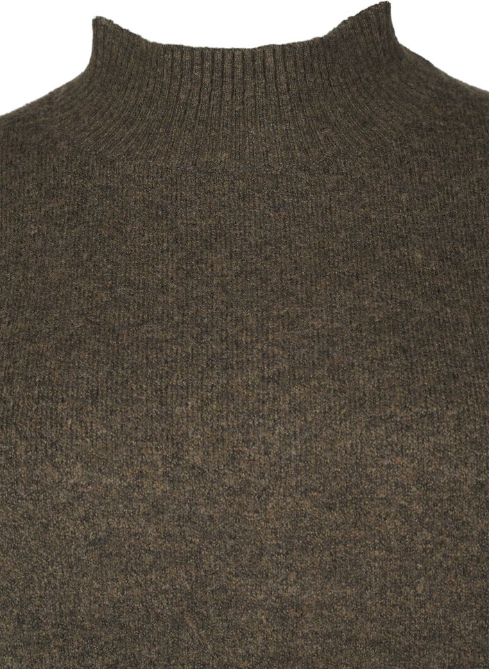 Gestrickte Wollbluse mit hohem Kragen, Sea Turtle Mel., Packshot image number 2