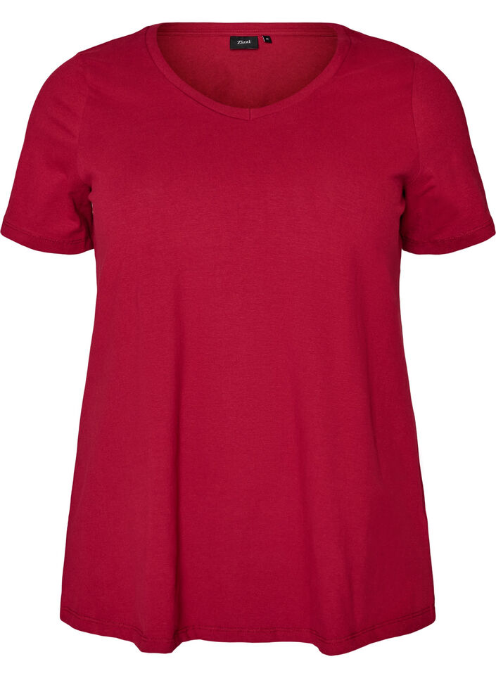 Einfarbiges basic T-Shirt aus Baumwolle, Rot, Packshot image number 0
