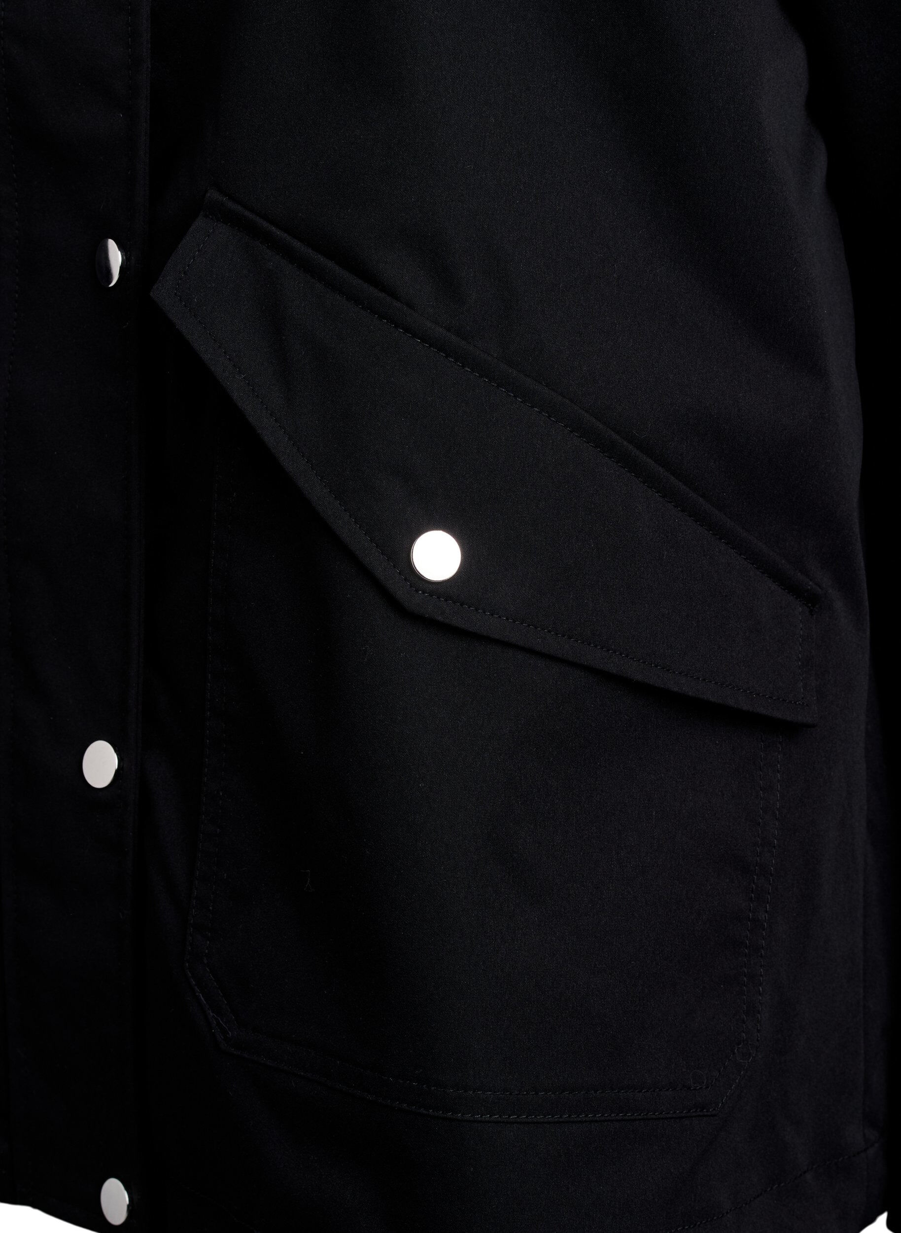 ZizziKurze Fr&uuml;hlingsjacke mit abnehmbarer Kapuze, Schwarz, Packshot image number 3