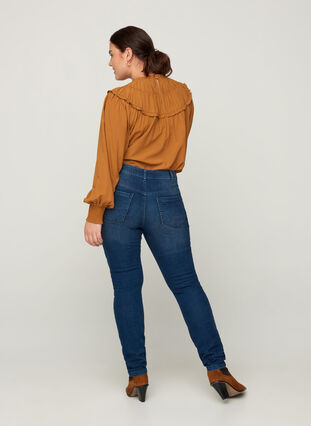 Sanna Jeans mit Reißverschlussdetails, Blue denim, Model image number 0