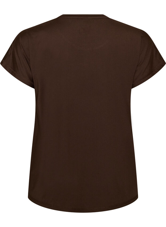 Einfarbiges Trainings-T-Shirt, Braun, Packshot image number 1