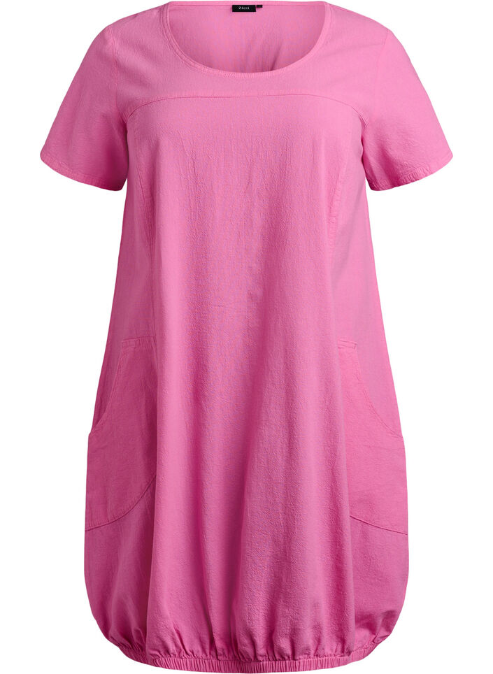 Kurzarm Kleid aus Baumwolle, Pink, Packshot image number 0