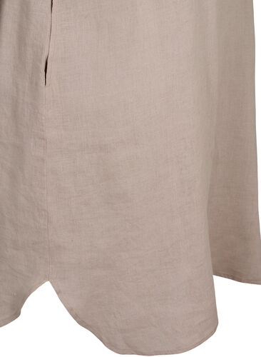 Linen Kleid mit kurzen Ärmeln, Sand, Packshot image number 3