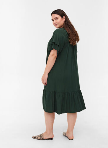 Kurzarm Kleid mit A-Line und Taschen, Scarab, Model image number 1