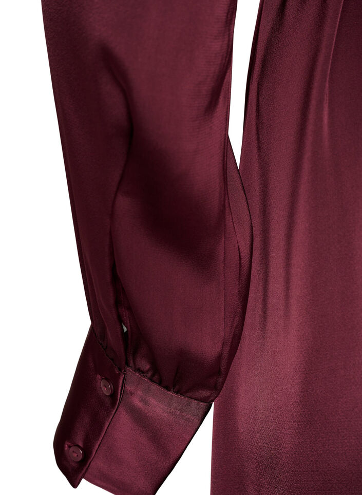 Hemdblusenkleid aus Satin mit einem Bindeg&uuml;rtel, Rot, Packshot image number 3