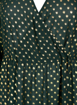 Kleid mit punktiertem Folienprint und 3/4 Ärmeln, Scarab w. Gold, Packshot image number 2