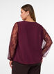 Bluse mit &Auml;rmeln aus Spitze und Ballonform, Rot, Model image number 2