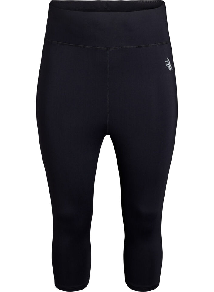 Lauf-Caprihose mit leichter Kompression, Schwarz, Packshot image number 0