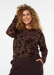 Bluse aus Mesh mit gebl&uuml;mtem Muster, Braun, Model image number 0