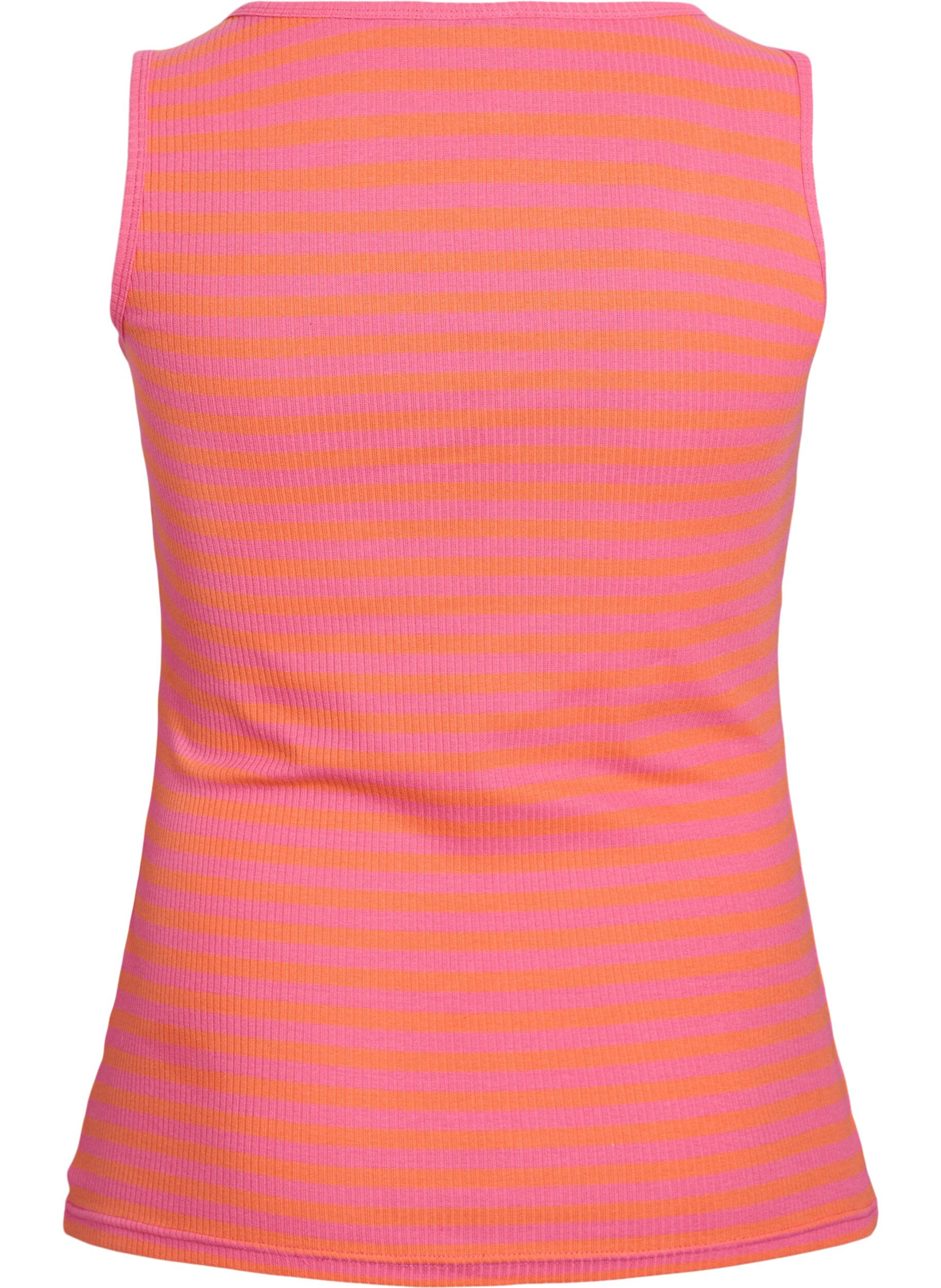 ZizziGestreiftes Tanktop mit Rippenstruktur, Orange, Packshot image number 1