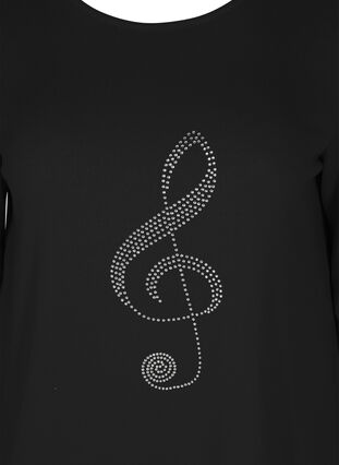 Langarm Bluse mit dekorativen Steinen, Black, Packshot image number 2