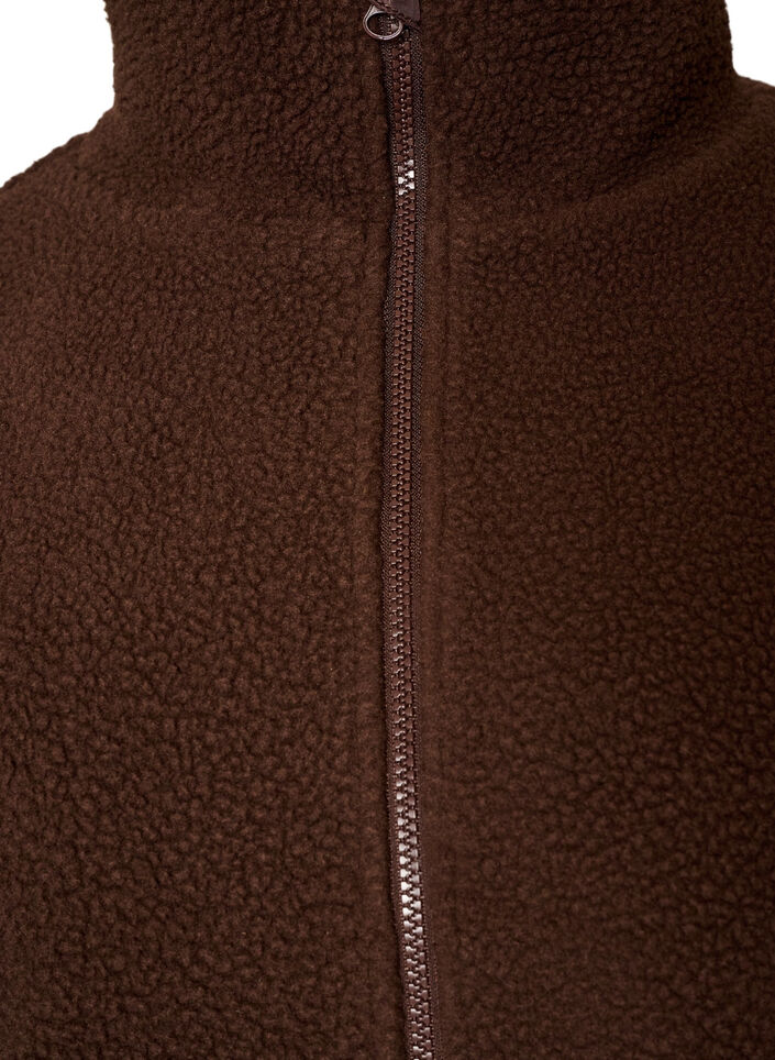 Teddyjacke mit Details aus Lochstickerei und hohem Kragen, Braun, Packshot image number 2