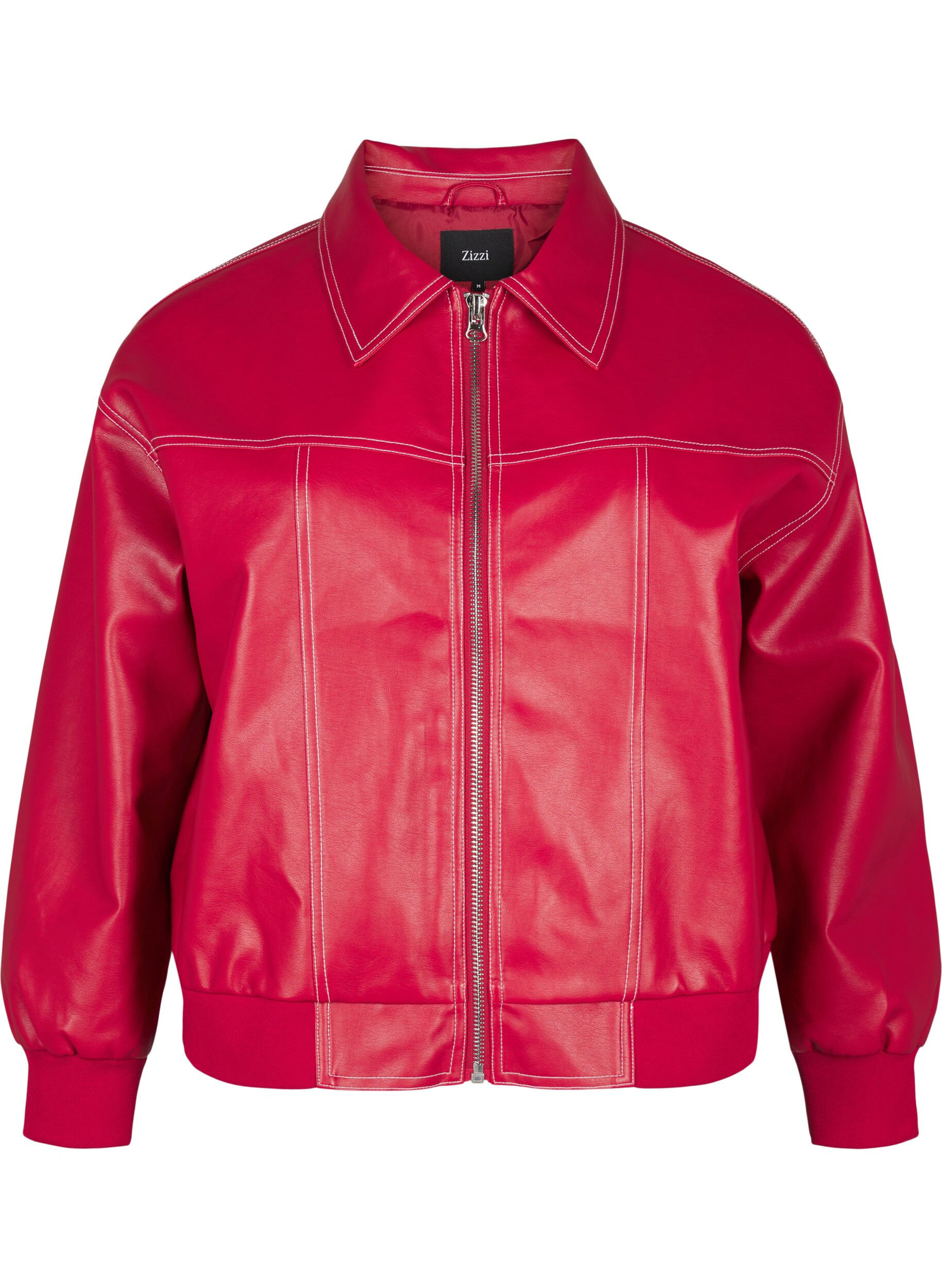 ZizziBomberjacke aus Kunstleder, Rhythmic Red, Packshot image number 0
