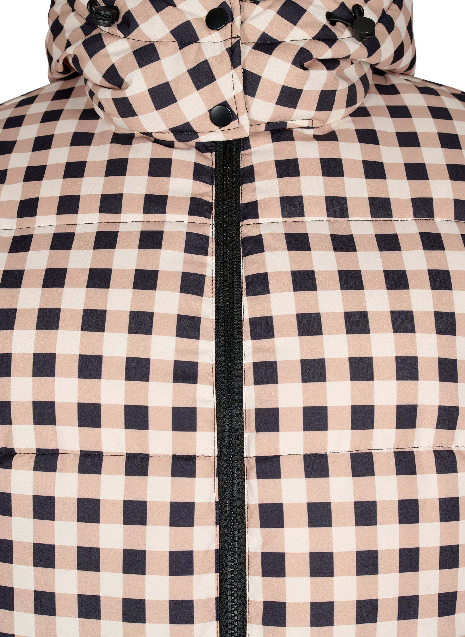 ZizziKarierte Puffer-Winterjacke, Black w. Nomad Check, Packshot image number 2