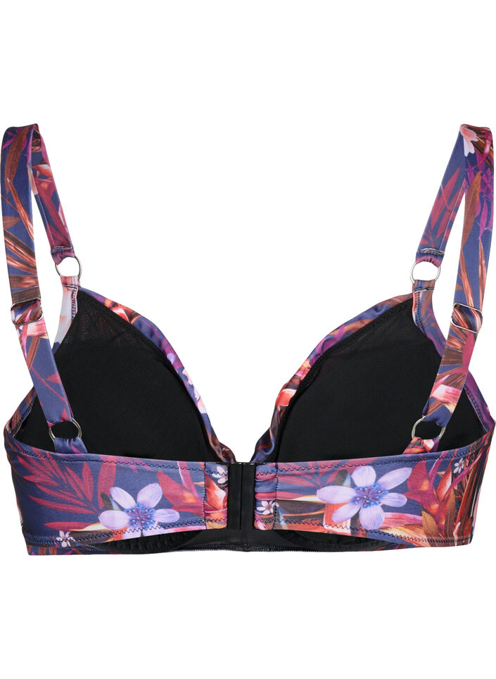 Bedruckter Bikini BH mit Bügel, Purple Flower, Packshot image number 1