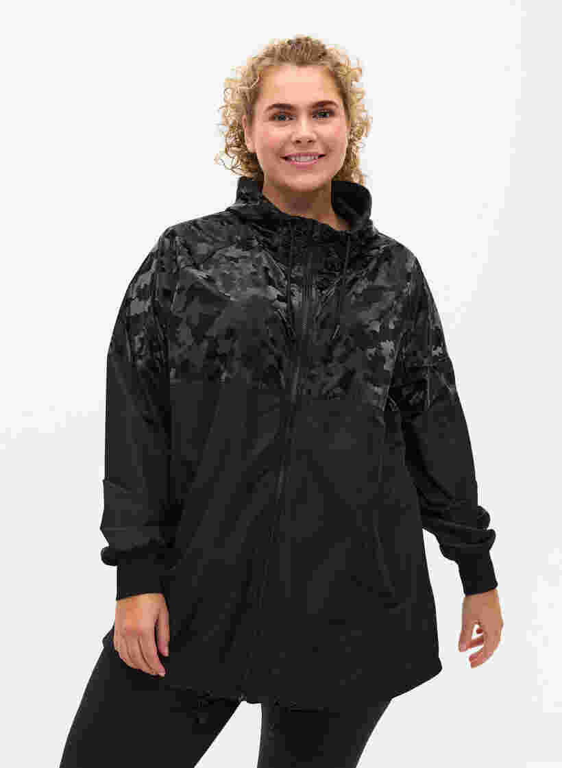 Trainingsjacke mit Kapuze und Taschen, Black, Model image number 0