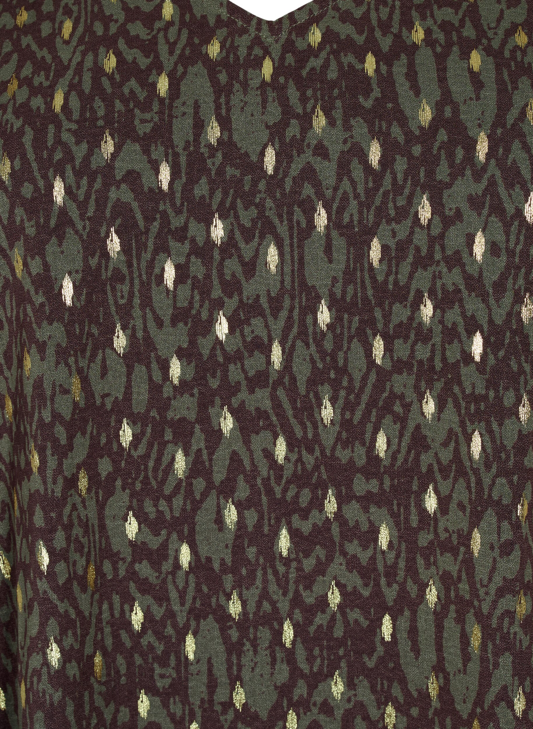 ZizziBluse mit Aufdruck und langen &Auml;rmeln, Green Ethnic AOP, Packshot image number 2