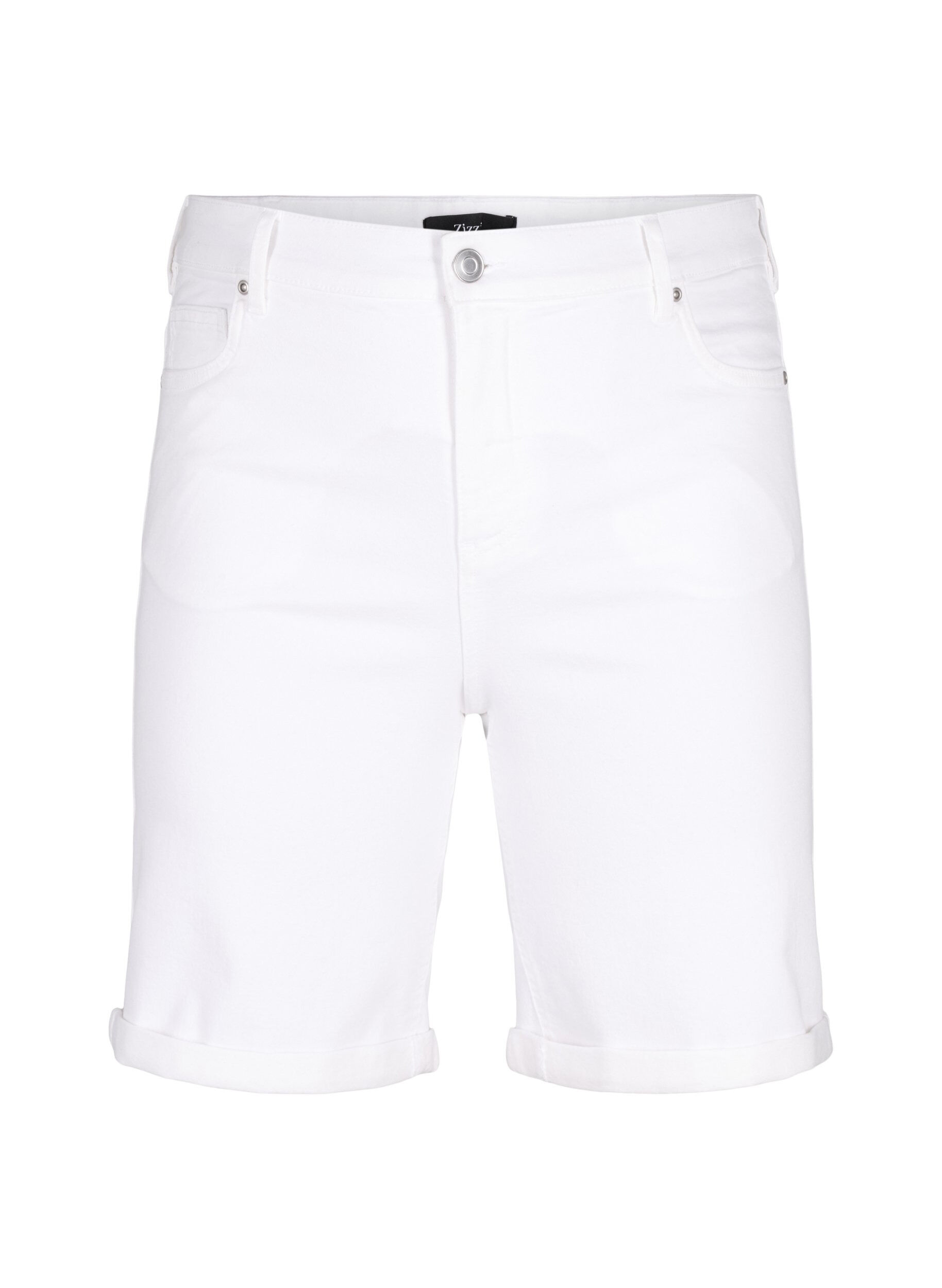 ZizziEng anliegende Denim-Shorts mit hoher Taille, Bright White, Packshot image number 0
