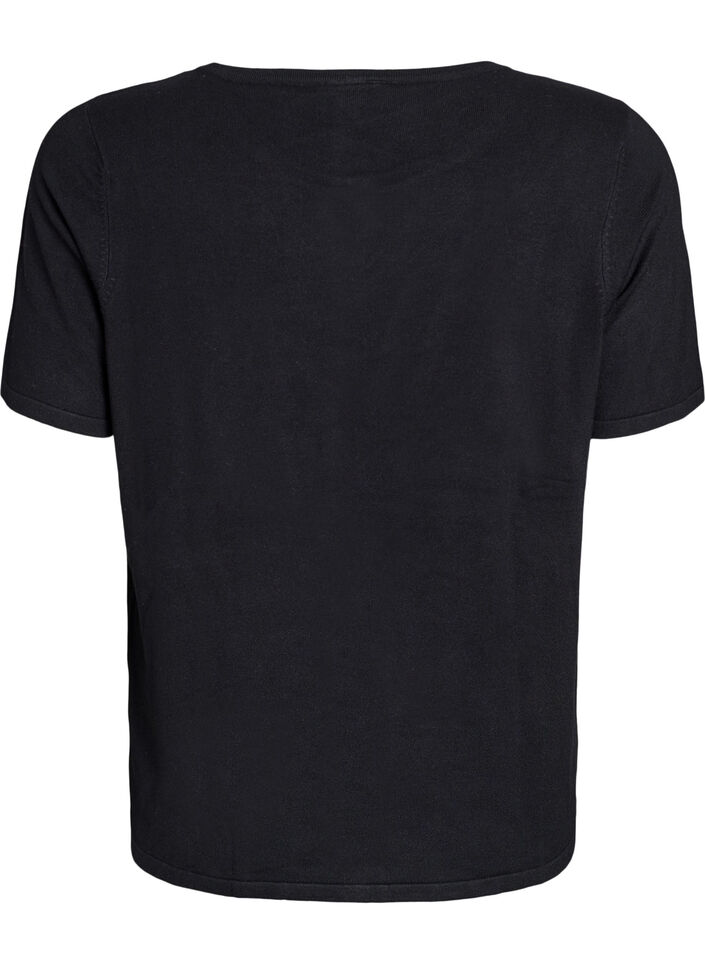 Kurz&auml;rmelige Strickjacke aus Viskose, Schwarz, Packshot image number 1