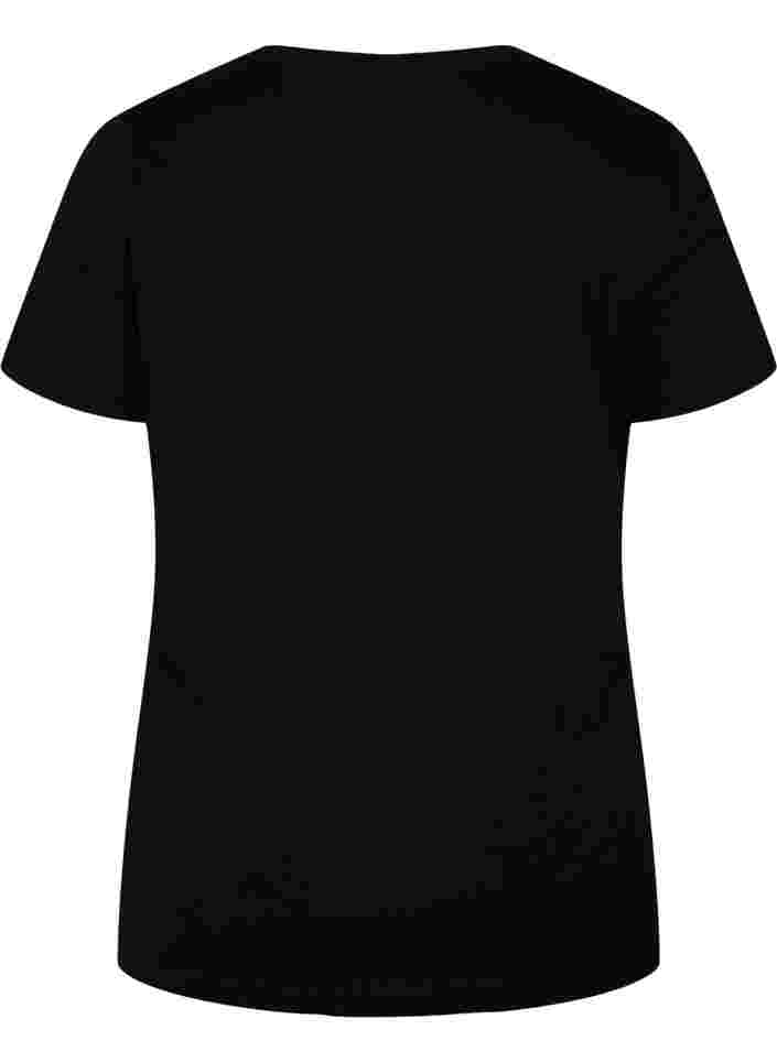Kurzärmeliges Baumwoll-T-Shirt mit Print, Black Love, Packshot image number 1