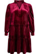Kurzes Kleid aus Velours mit R&uuml;schenkragen und langen &Auml;rmeln, Rot, Packshot image number 0