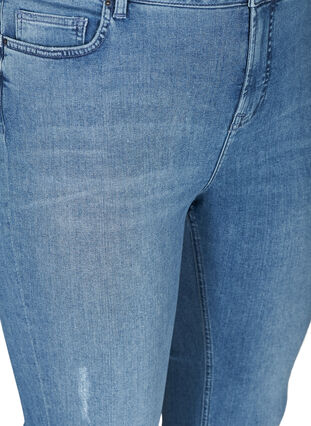 Cropped Amy Jeans mit Fransensaum, Blue denim, Packshot image number 2