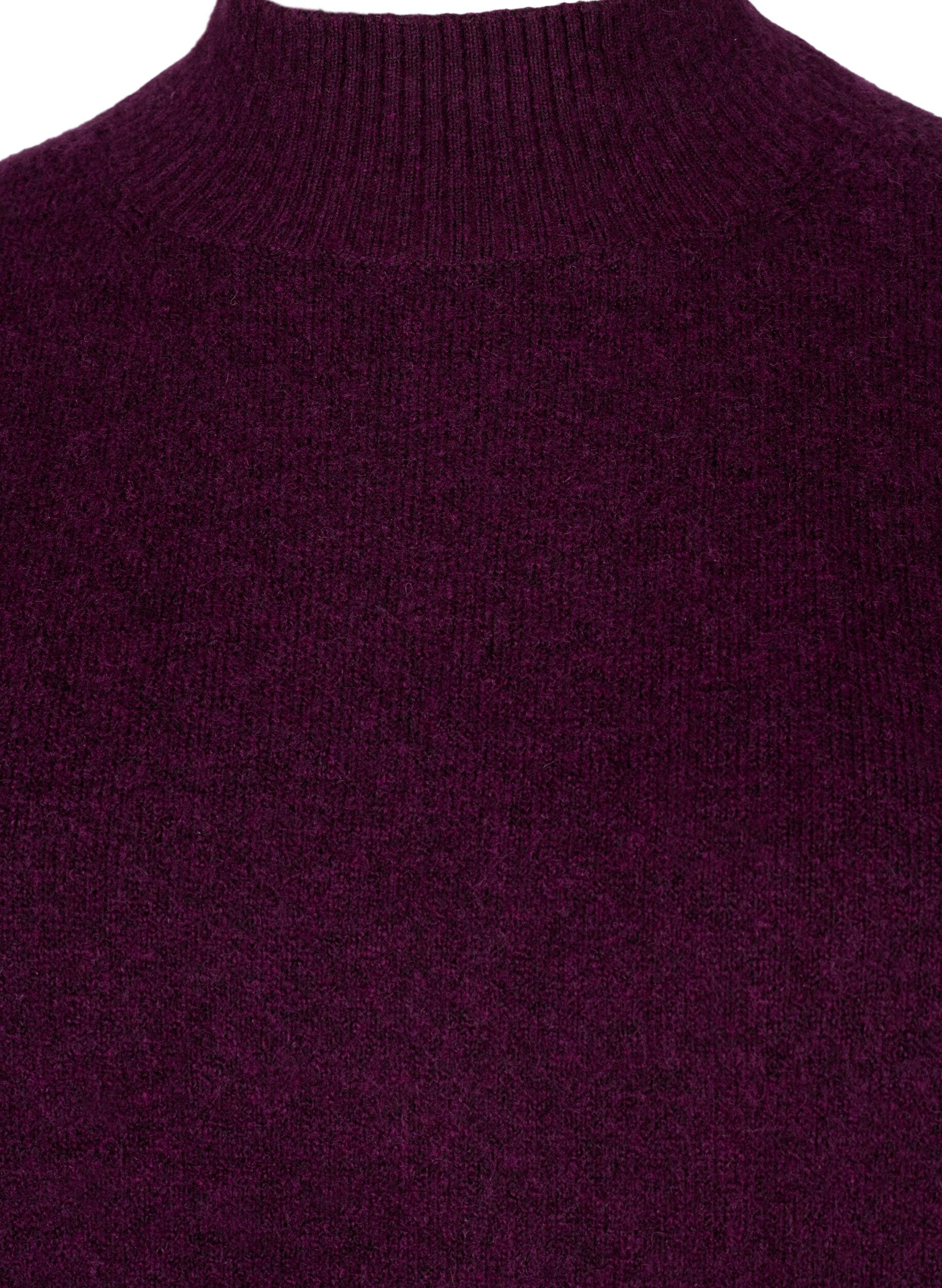 ZizziGestrickte Wollbluse mit hohem Kragen, Potent Purple Mel., Packshot image number 2