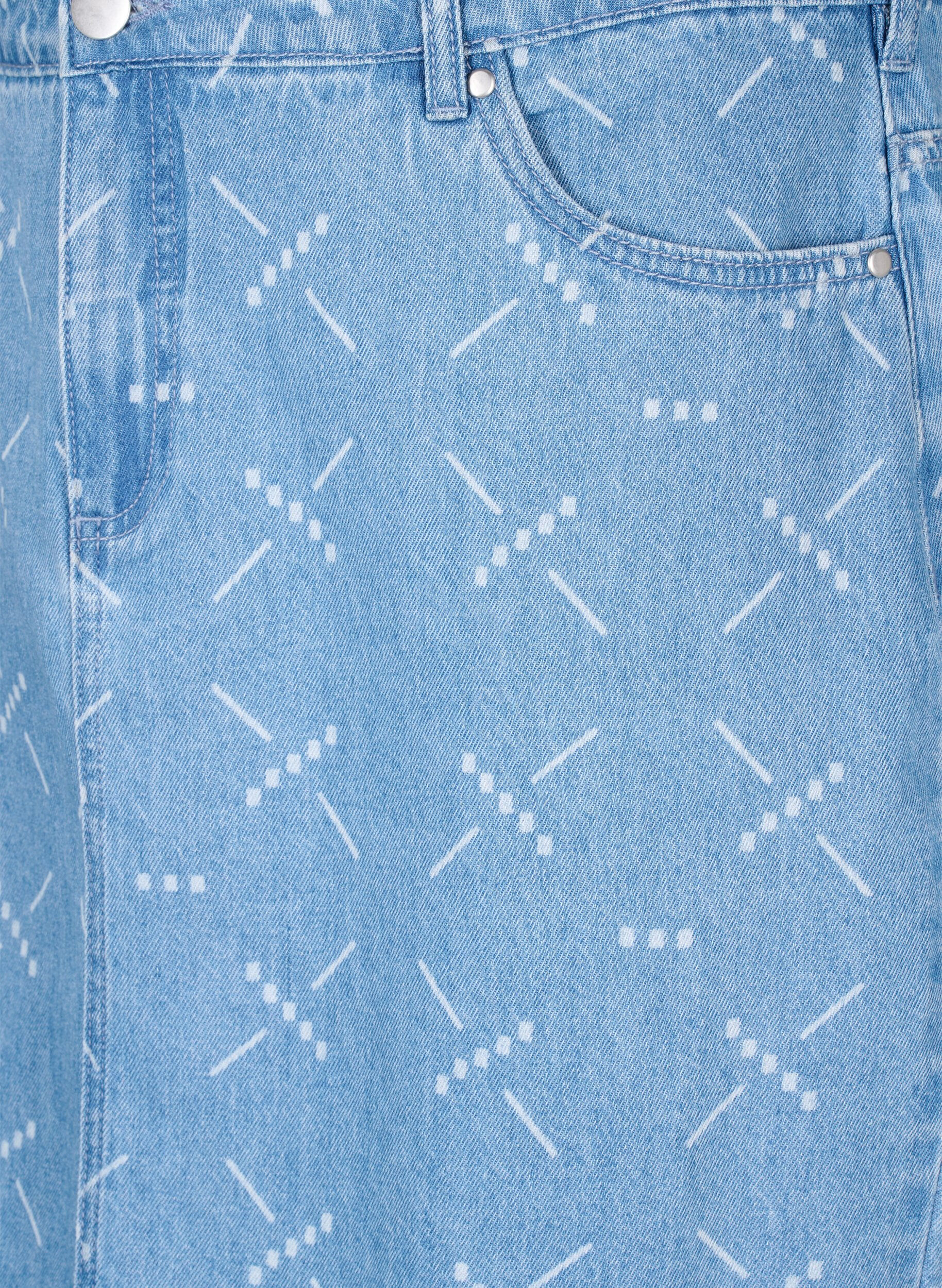 ZizziJeansrock mit Muster, Light blue denim, Packshot image number 2