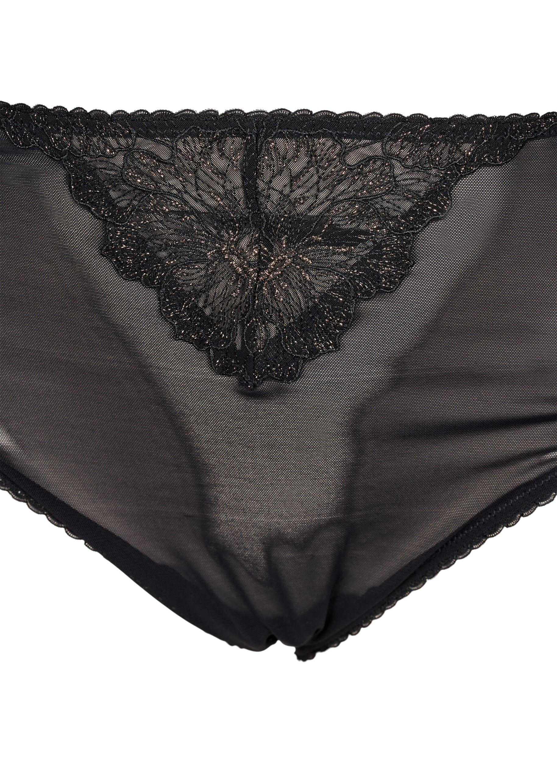 ZizziTai-Slip aus Mesh mit Spitzendetails, Schwarz, Packshot image number 2
