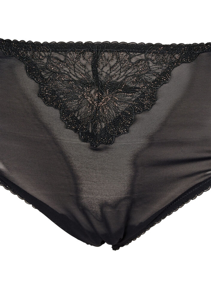 Tai-Slip aus Mesh mit Spitzendetails, Schwarz, Packshot image number 2